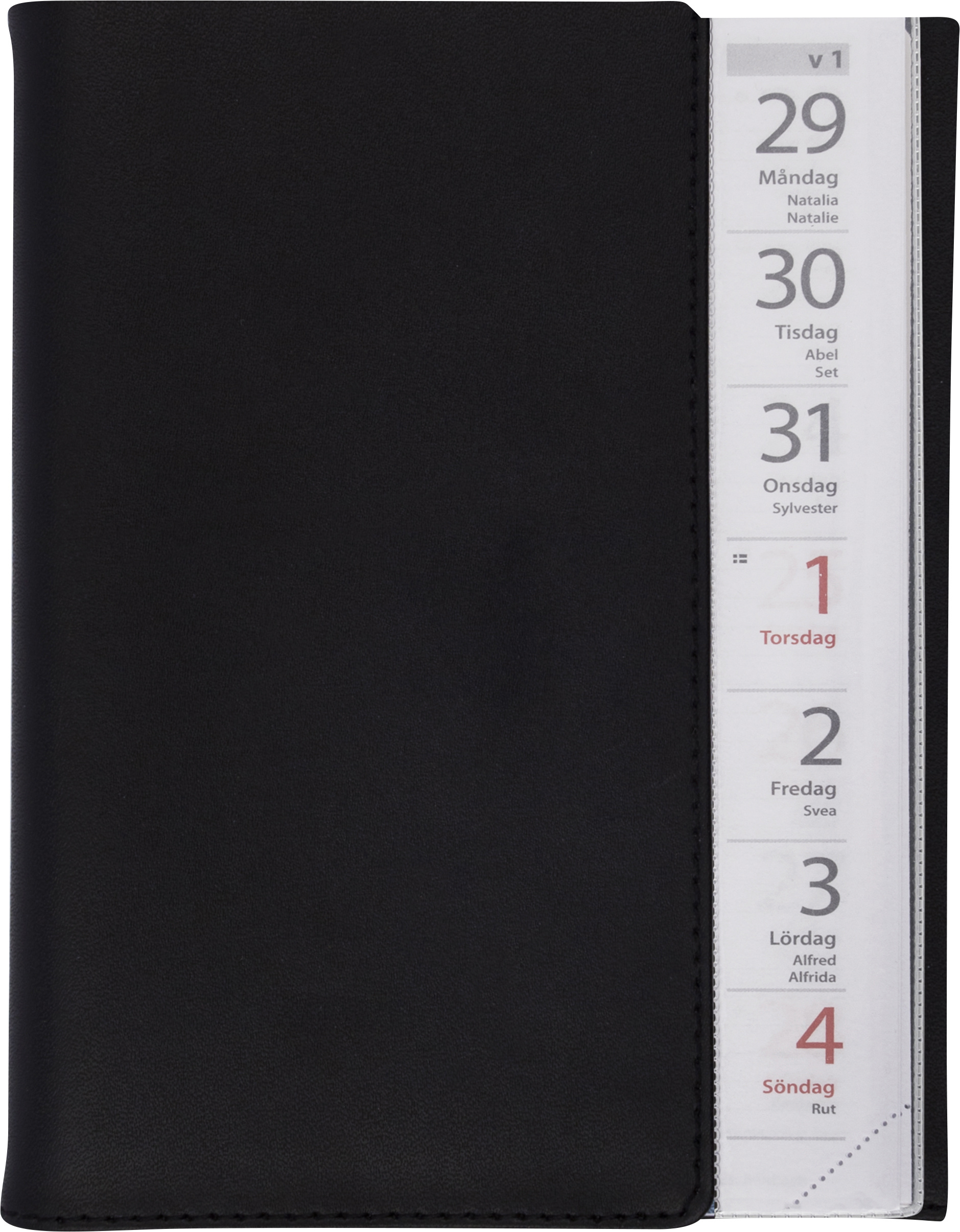 Almanacka 1197 Liten Veckokalender svart konstläder 2021 16010383_1