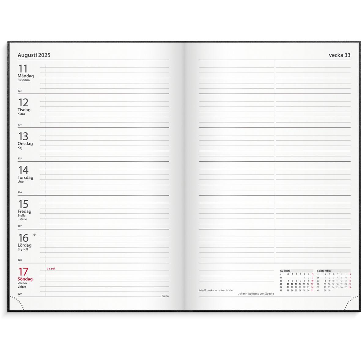 Almanacka Burde 1073 Kontorskalender Konstläder Inbunden 2024 Svart 16010393_2