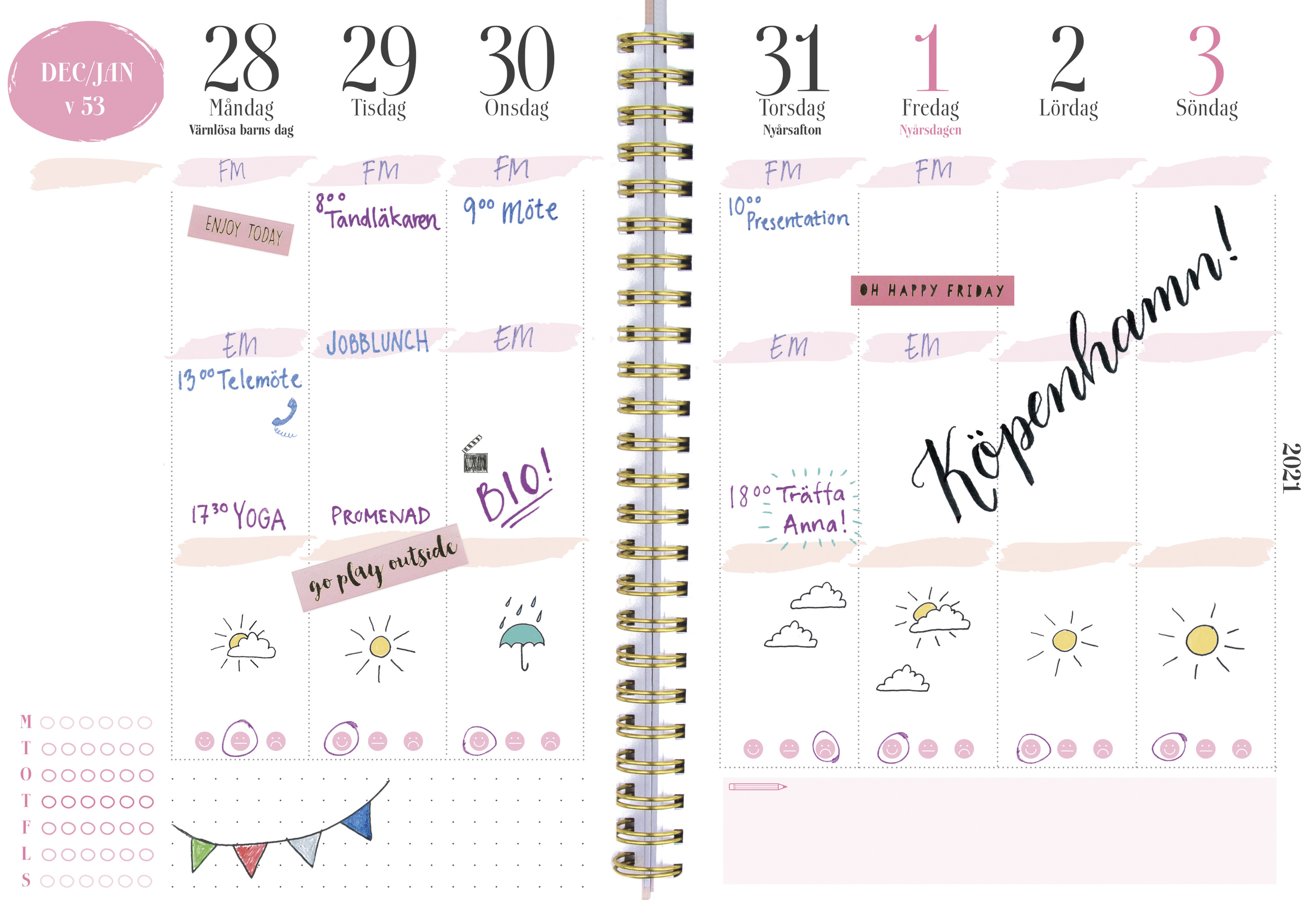 Almanacka 1286 Life Planner Rosa konstläder A5 2021 16011189_4
