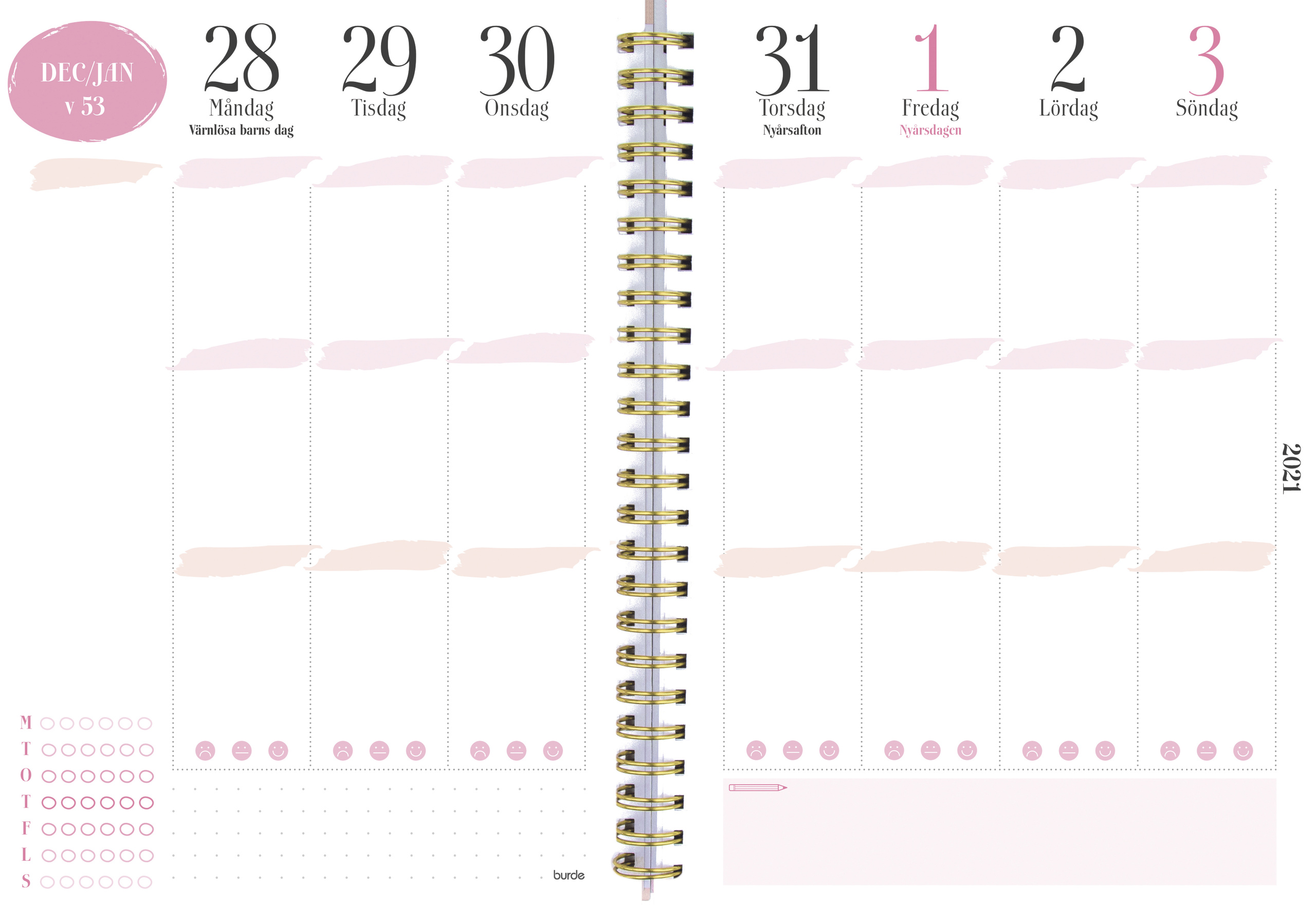 Almanacka 1286 Life Planner Rosa konstläder A5 2021 16011189_5