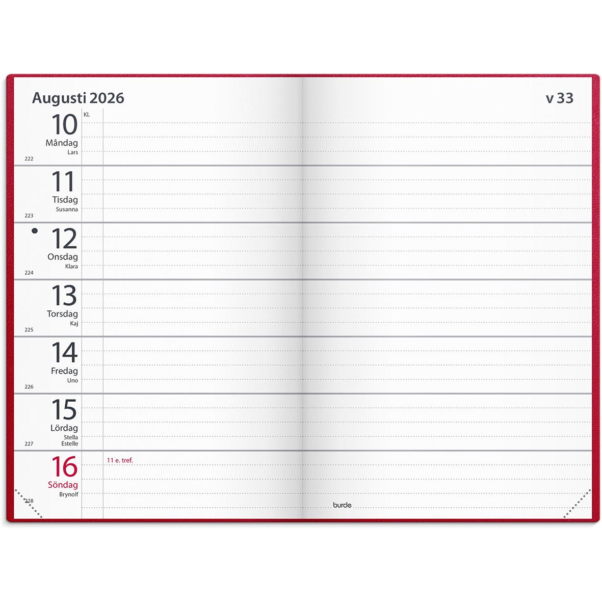 Almanacka 3328 Fickagenda rött konstläder 2021 16020317_2
