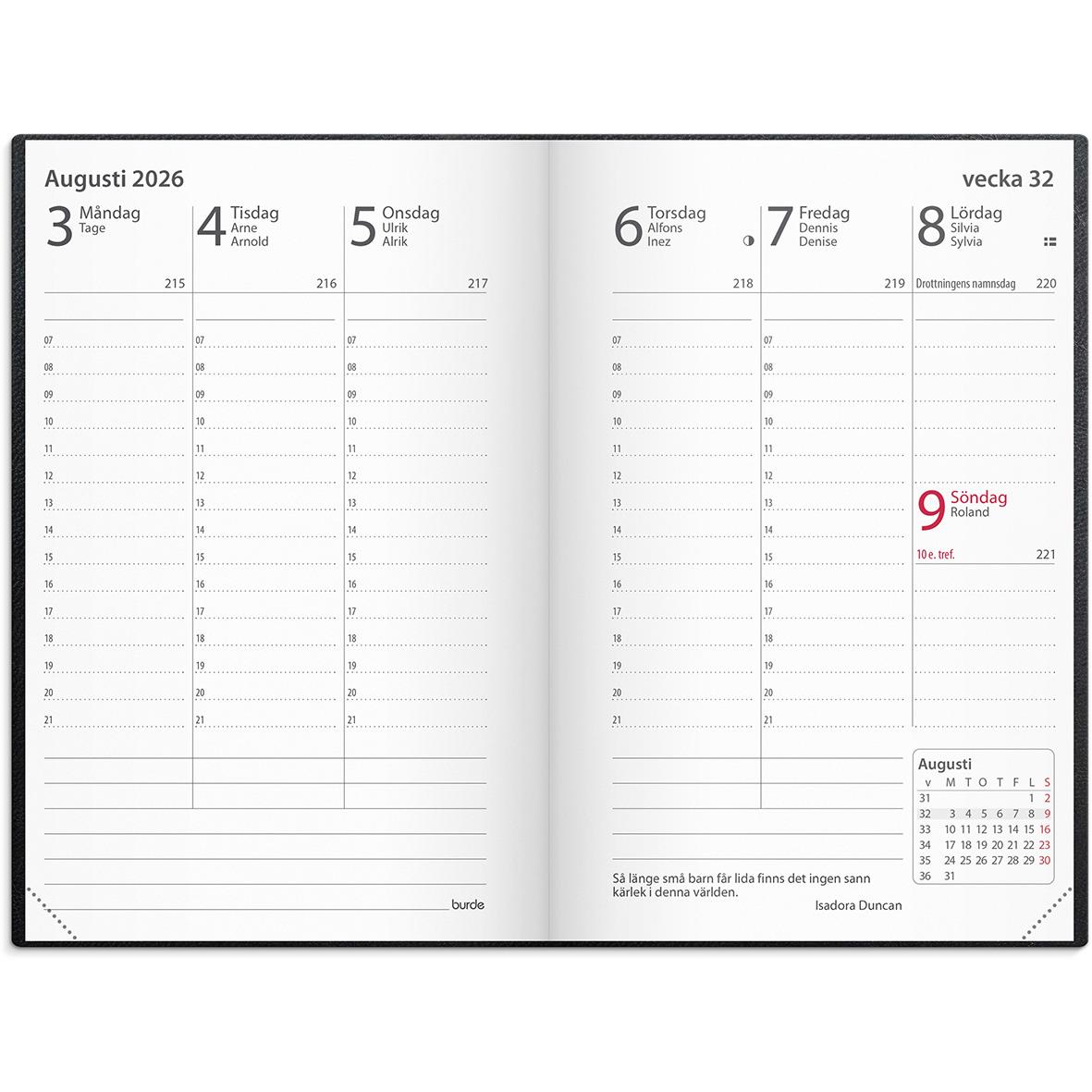 Almanacka 3341 Prestige svart skinn inbunden 2021 16020339_2