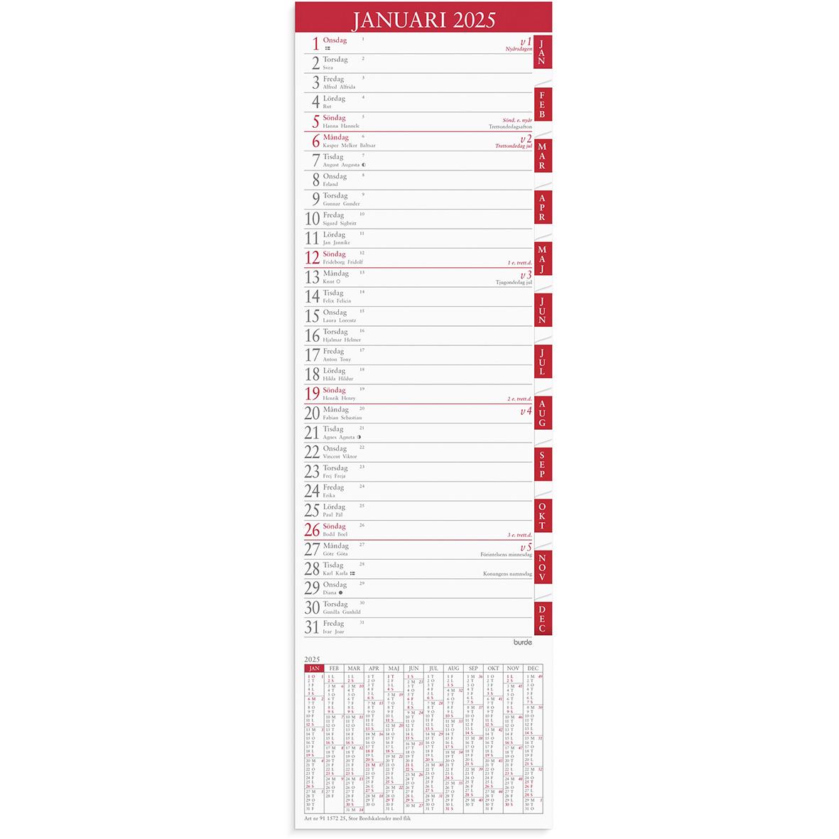 Almanacka Burde 1572 Stor Bordskalender Med Flik 2024 16030187
