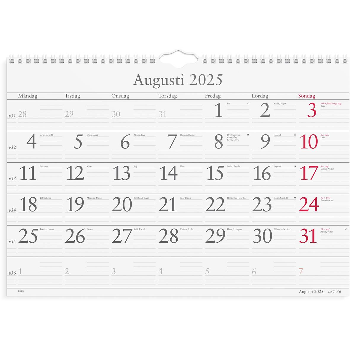 Väggkalender Burde 1700 Månadskalendern 2024 16030212_2