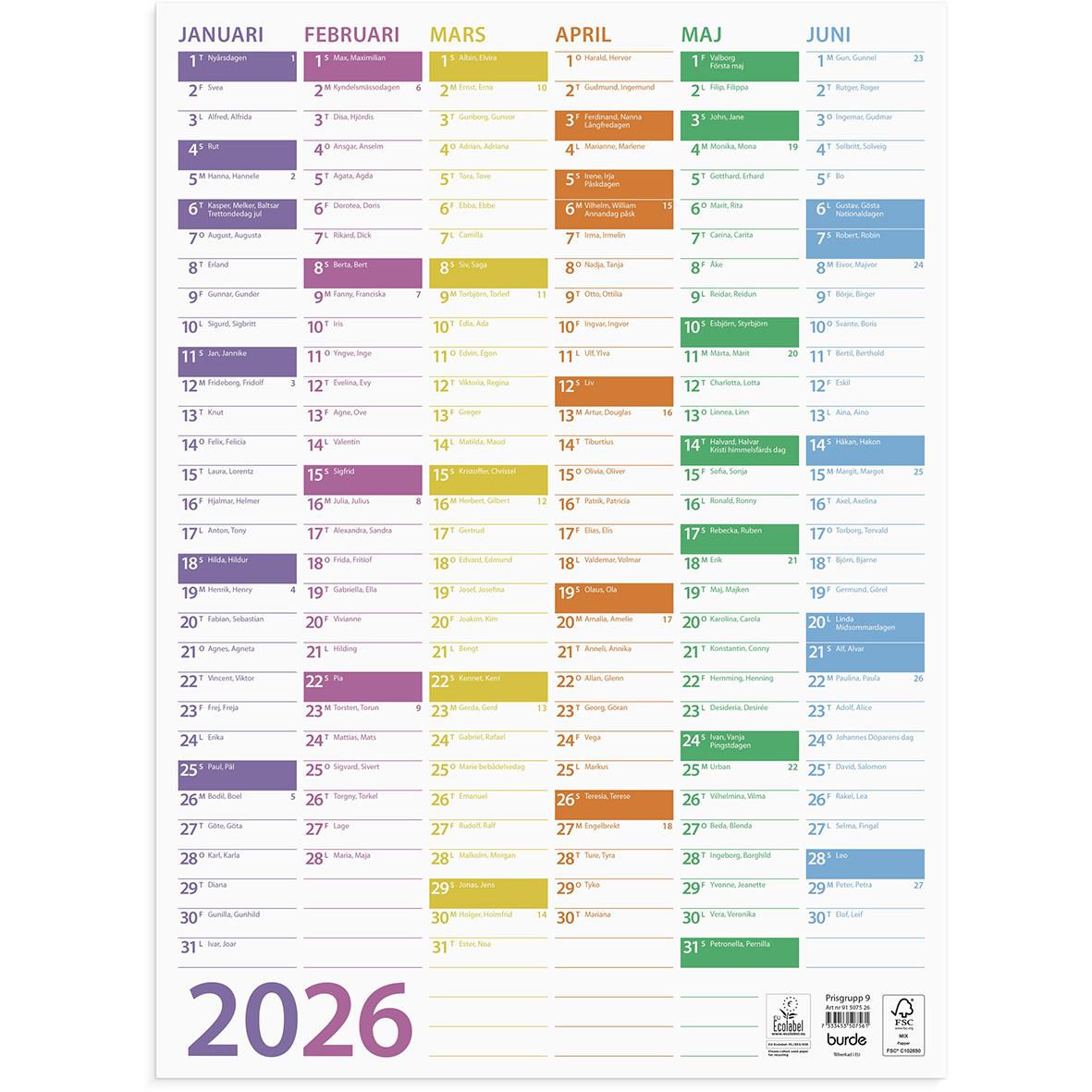Almanacka Burde 5075 Väggblad Trend 2023 AllOffice