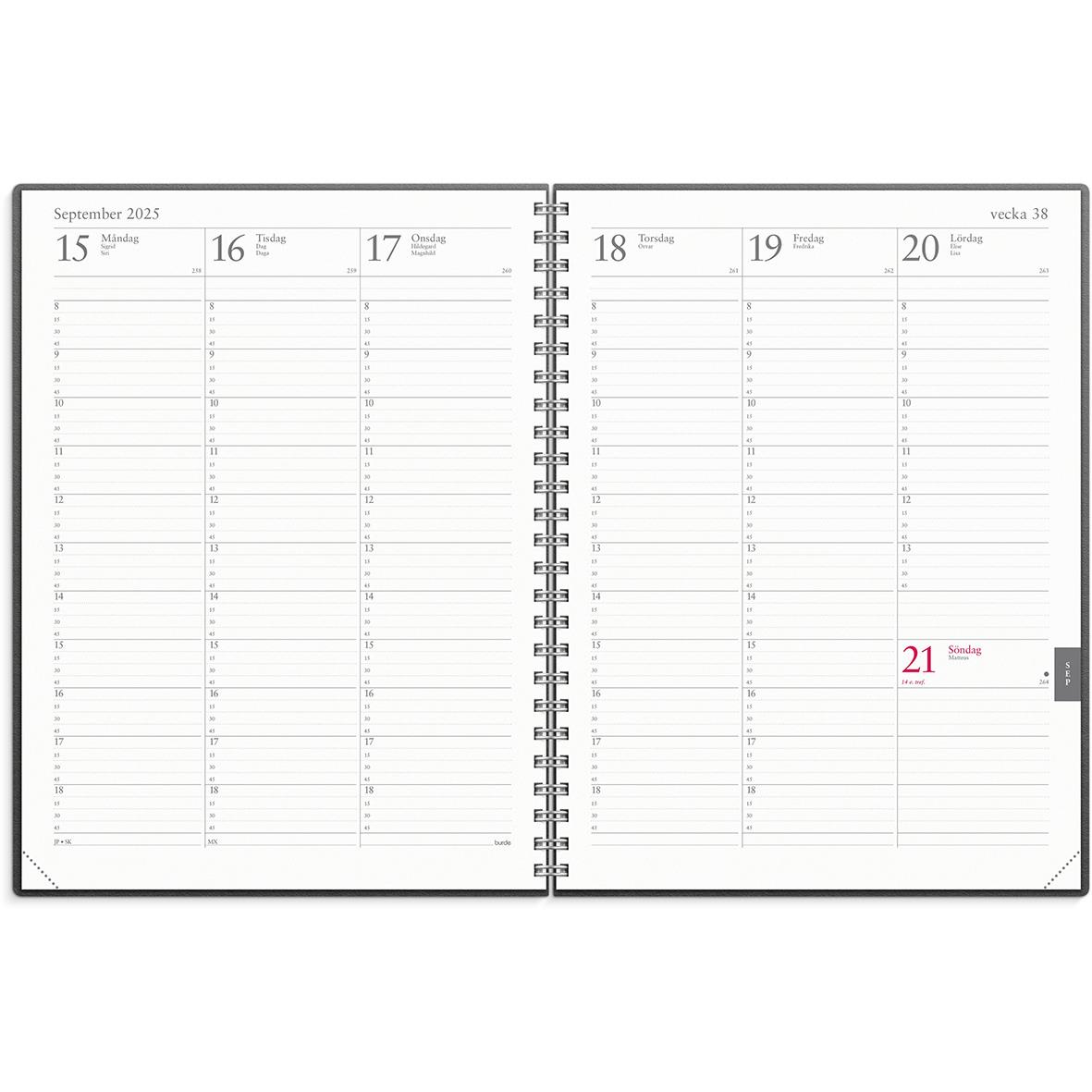 Almanacka Burde 5100 Veckojournal ECO Line Miljökartong 2024 Svart 16050541_2