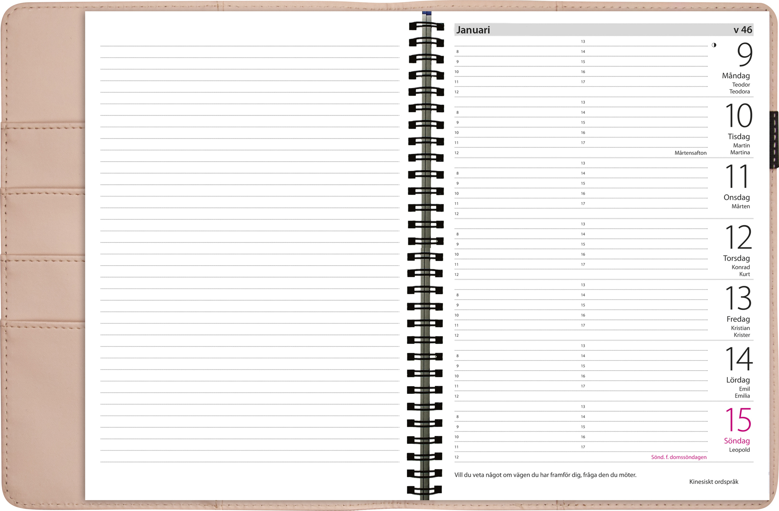 Almanacka 5708 Stor Veckokalender rosa konstläder 2021 16050614_3