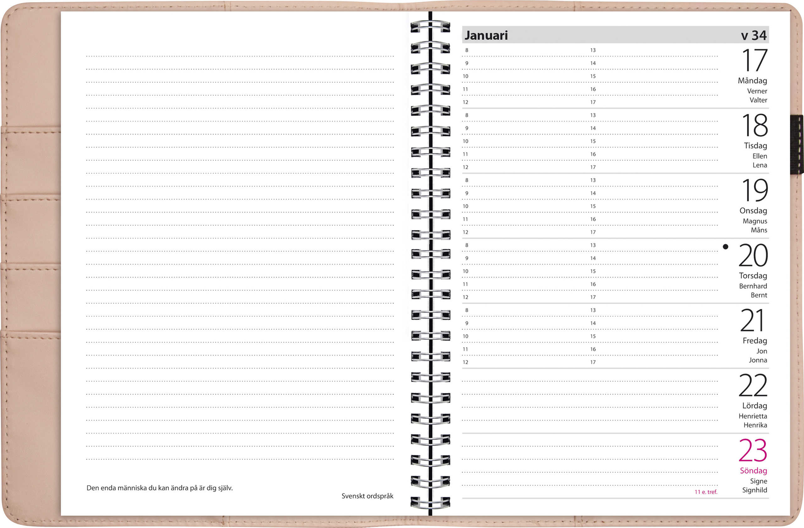 Almanacka 5750 Liten Veckokalender rosa konstläder 2021 16050617_3