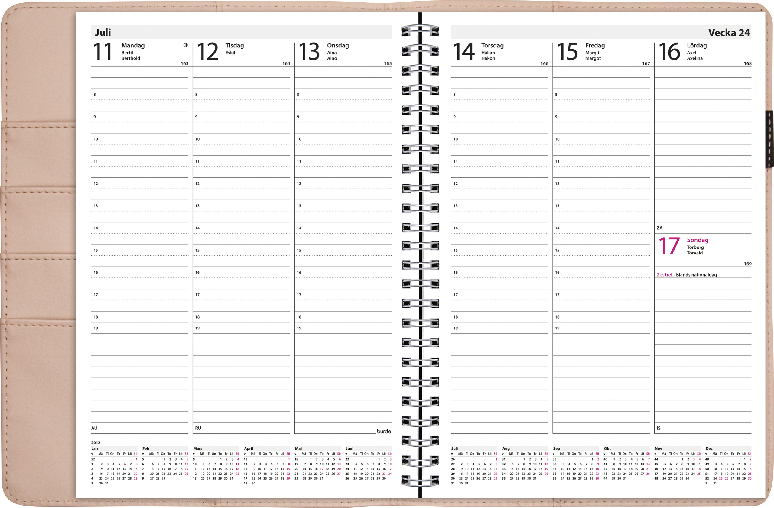 Almanacka 5770 Weekly A5 rosa konstläder 2021 16050619_3