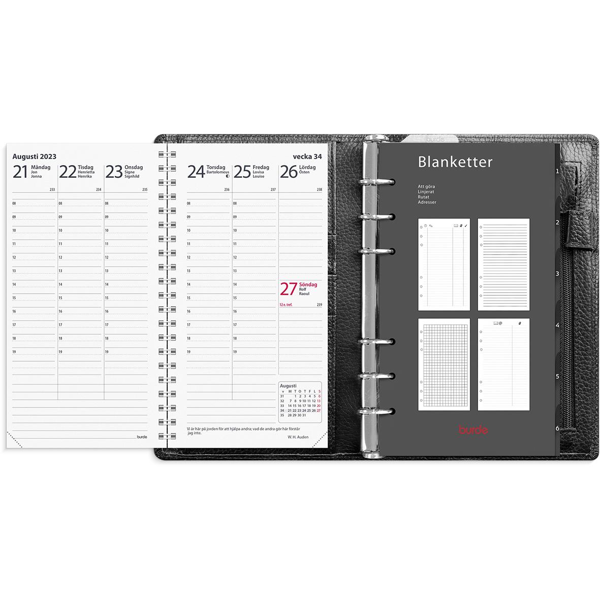 Systemkalender 4524 Planner 45 svart skinn 2021 16060051_2