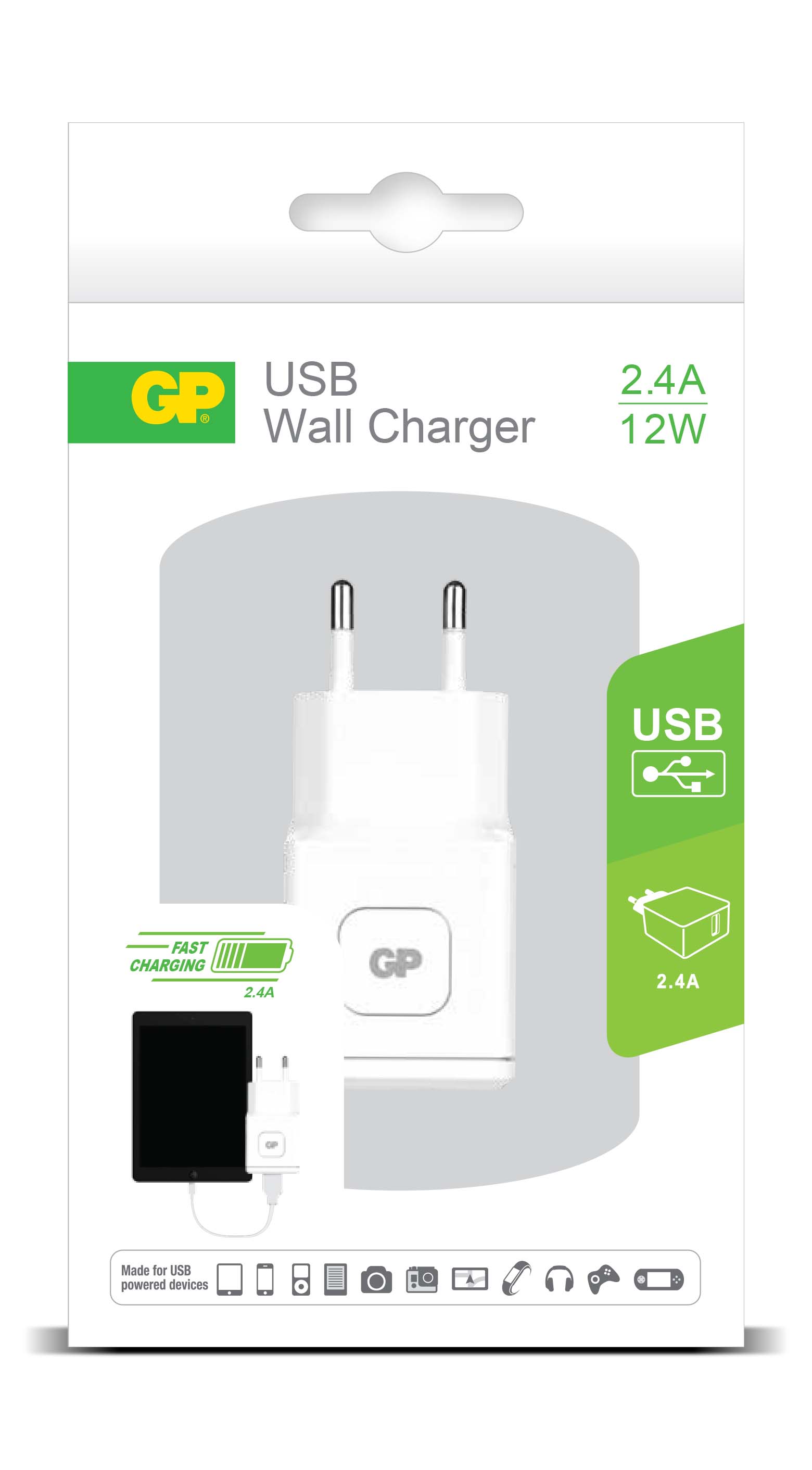 Väggadapter GP USB 2.4A vit 34050494_3