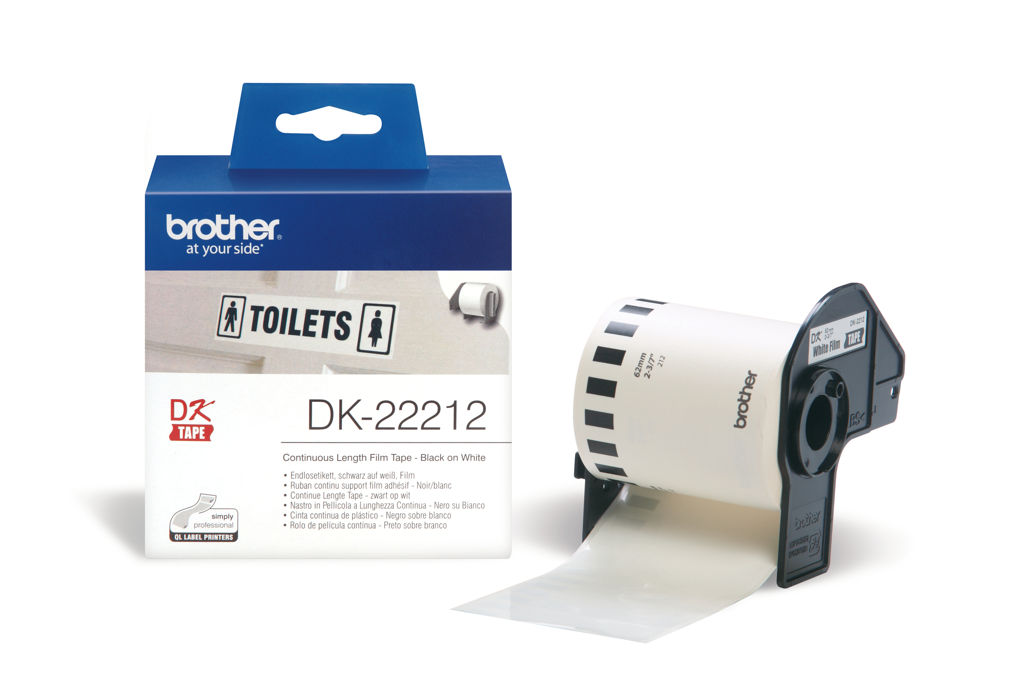Etikett Brother Löpande plastfilm Vit 62mm x 15,24m 35260079