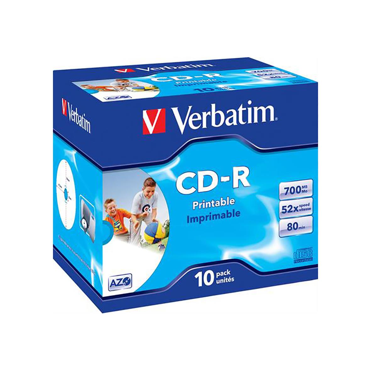 Cd-R Skiva Verbatim 10-Pack Jewel Case Printable 36020072