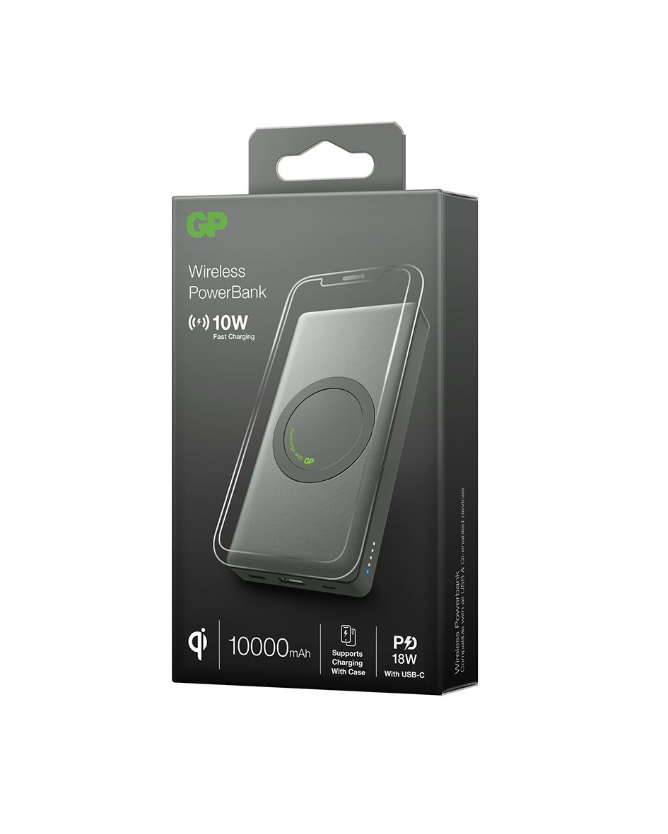 Trådlös laddare GP Q10A Powerbank Qi 10000mHa grå 36080452_3
