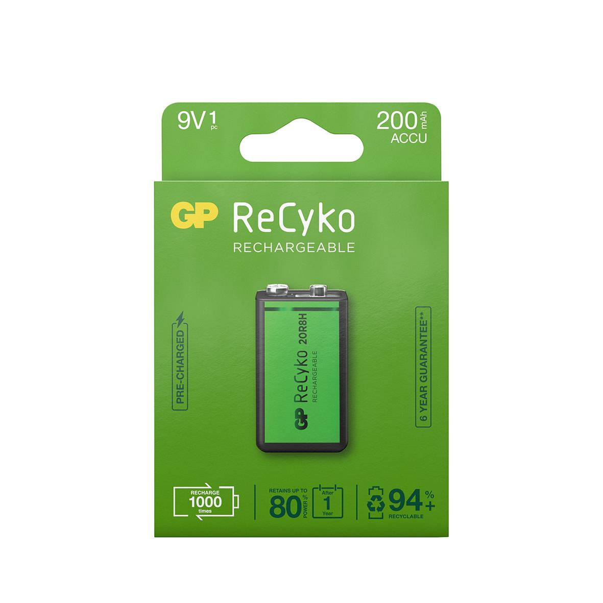 Batteri GP Recyko laddningsbart 9V 200mAh 39420030_1
