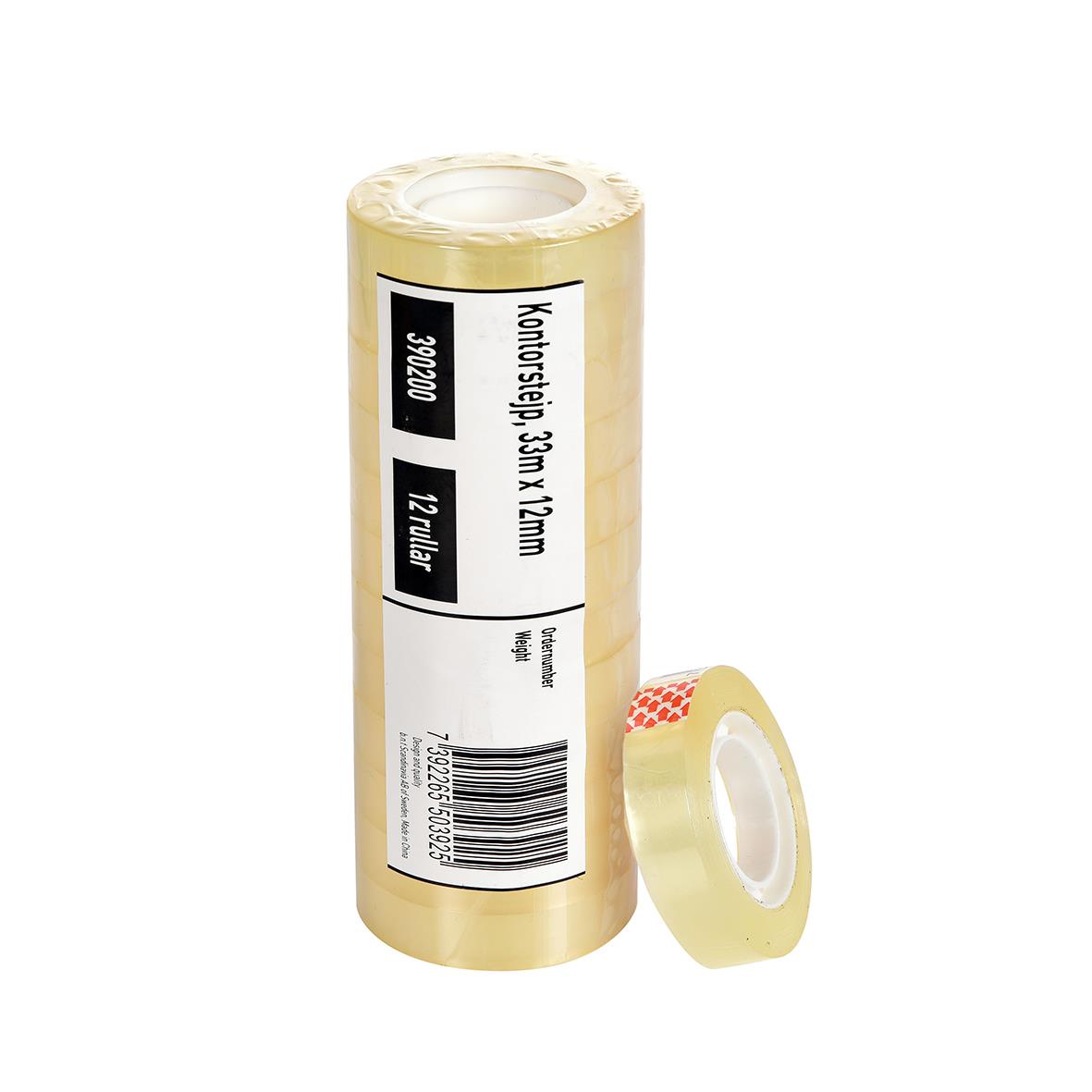 Kontorstejp AllOffice transparent 12mm x 33m 42010006