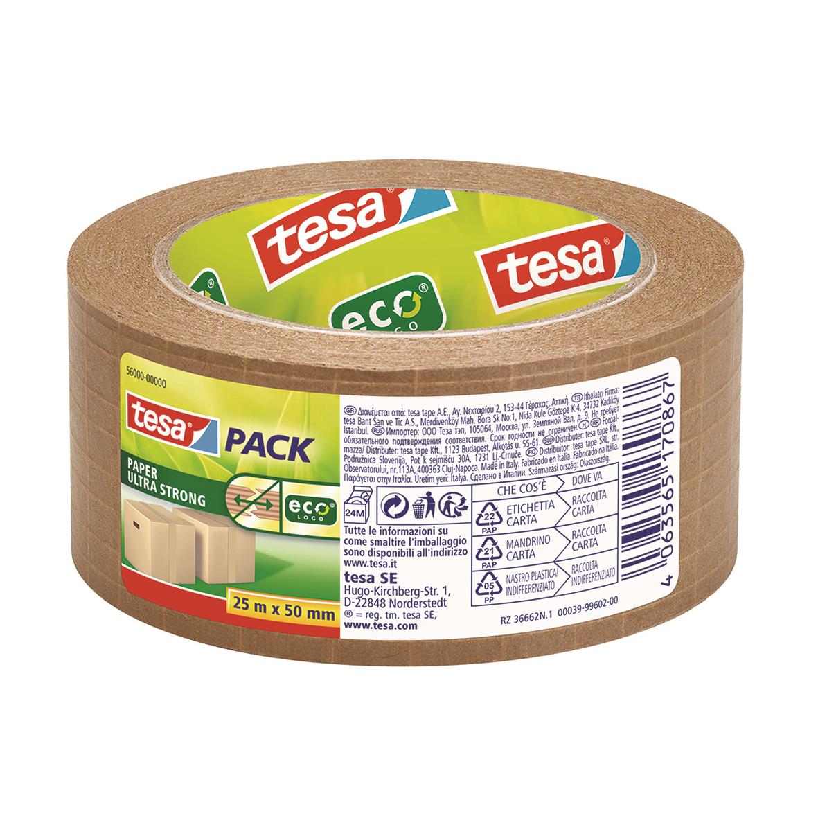 Packtejp Tesa 56000 Eco Paper Ultra Strong Brun 50mm x 25m 42040301_1