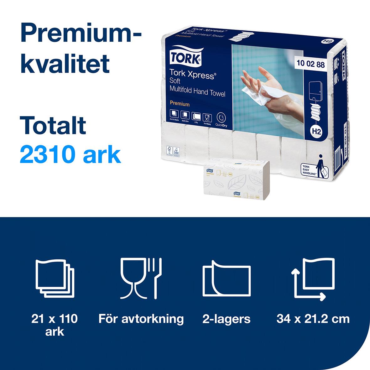 Pappershandduk Tork H2 Prem Soft 2-lg 210x340mm 50010001_2