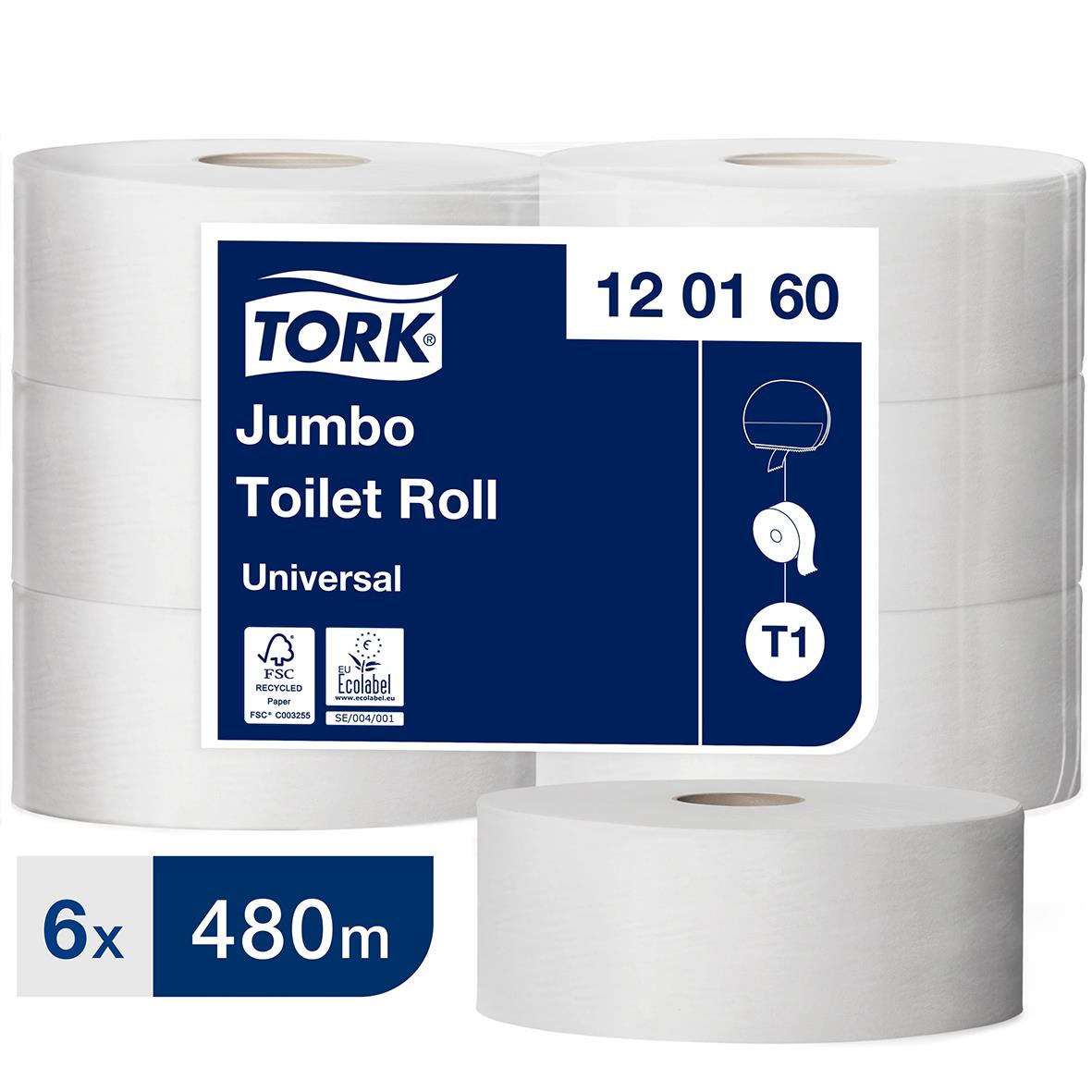 Toalettpapper Tork T1 Jumbo Universal 1-lg natur 480m 50030009_1