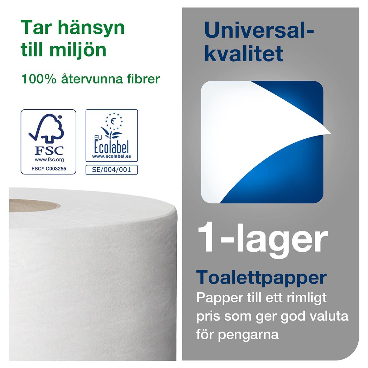 Toalettpapper Tork T2 Mini Universal 1-lg Natur 240m 50030010_3