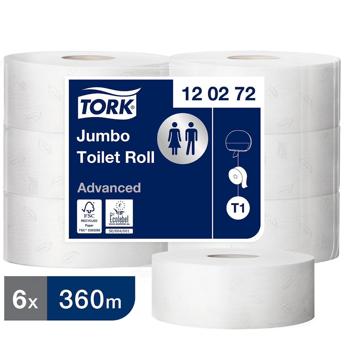 Toalettpapper Tork T1 Jumbo Advanced 2-lg vit 360m 50030015_1