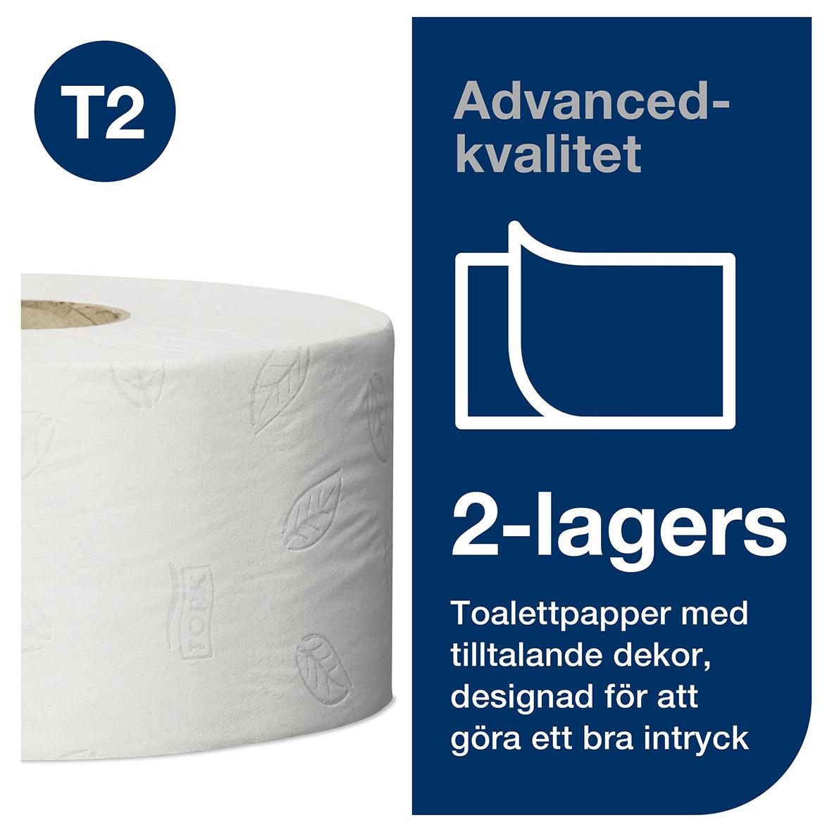 Toalettpapper Tork T2 Mini Jumbo Adv 2-lg Vit 170m 50030016_3