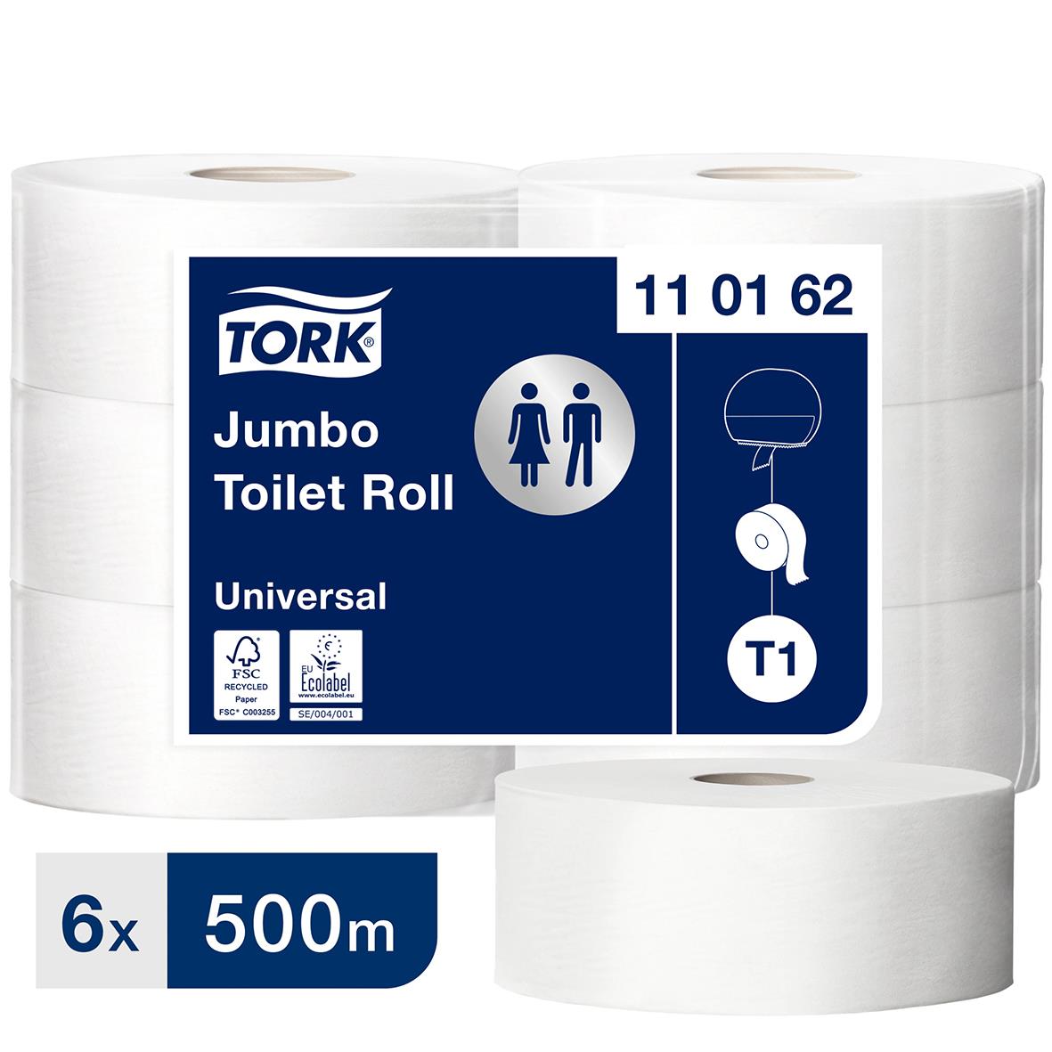 Toalettpapper Tork T1 Jumbo Universal 1-lg Vit 500m 50030033_1