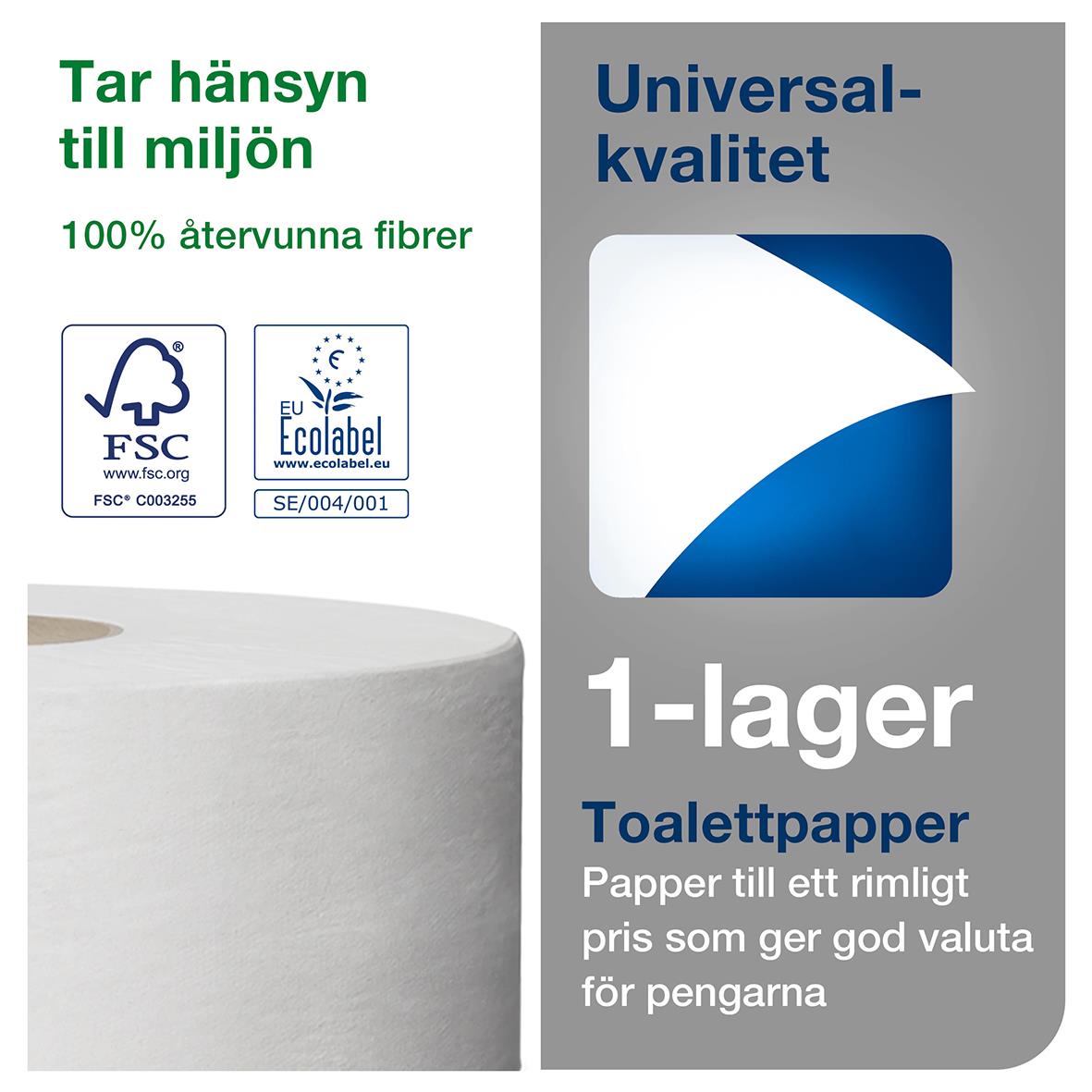 Toalettpapper Tork T1 Jumbo Universal 1-lg Vit 500m 50030033_3