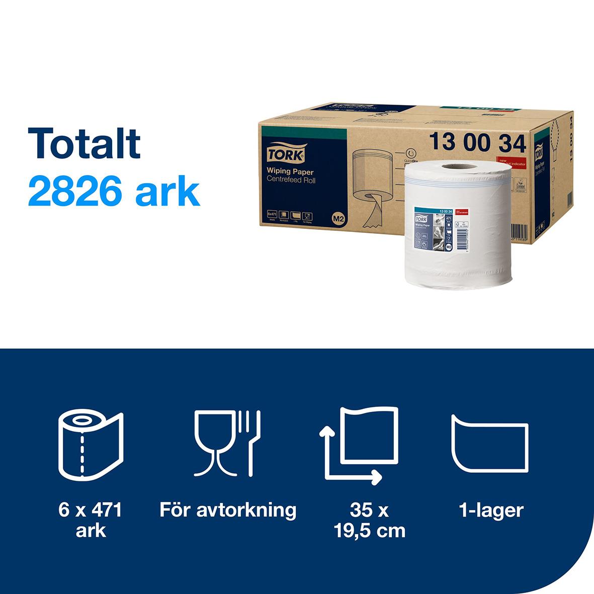 Torkrulle Tork M2 Premium 1-lag vit 195mm x 165m 50100026_2