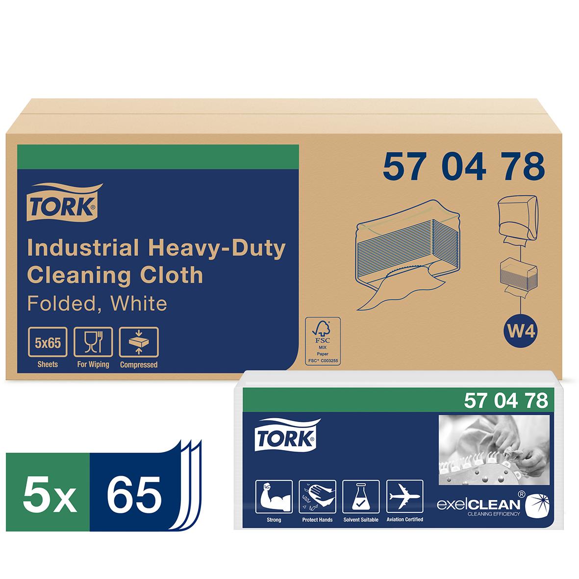 Rengöringsduk Tork W4 Extra Kraftig 1-lag Vit 355x428mm 50100141_1