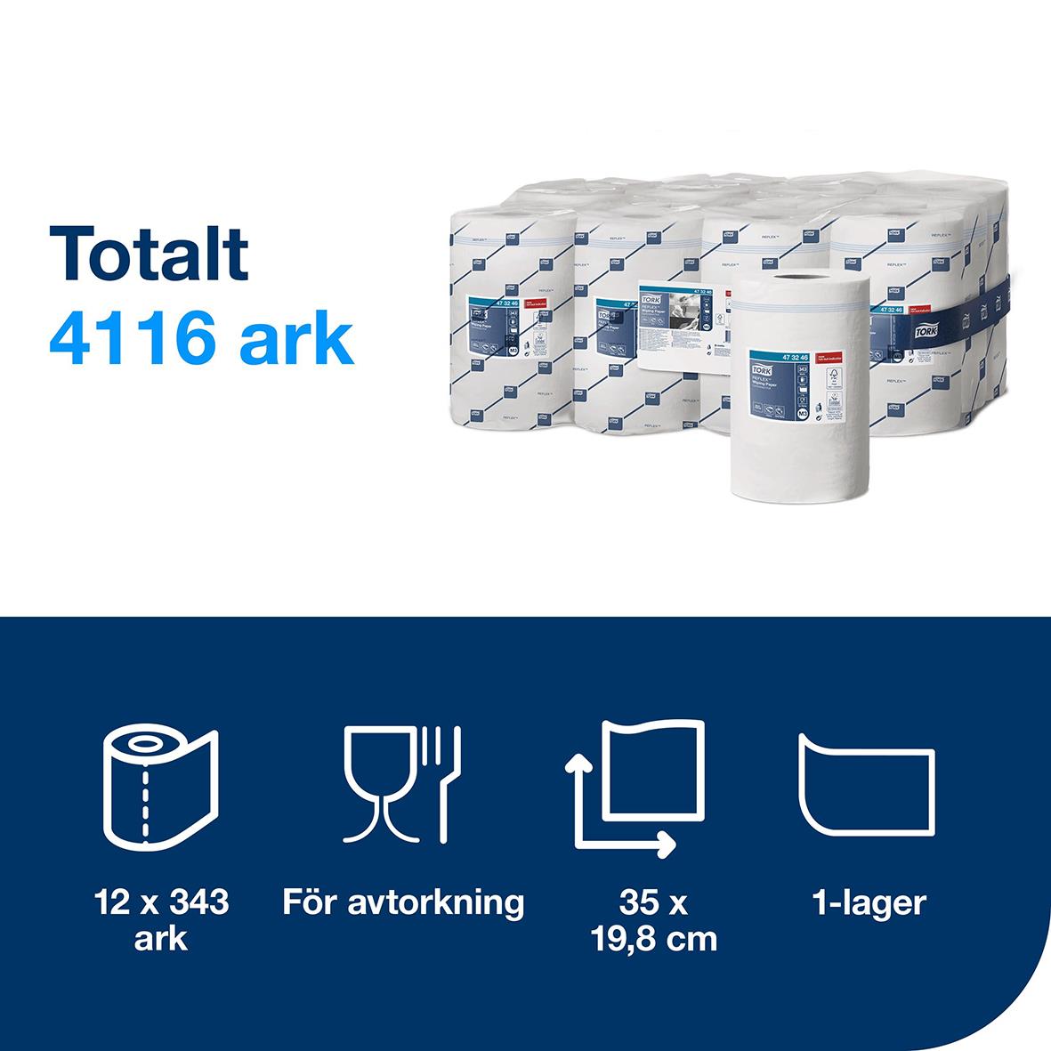 Torkrulle Tork M3 Reflex Advanced 1-lag vit 198mm x 120m 50100169_2