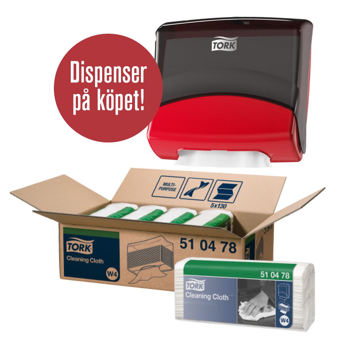 Rengöringsduk Tork W4 vit inkl dispenser 50100195