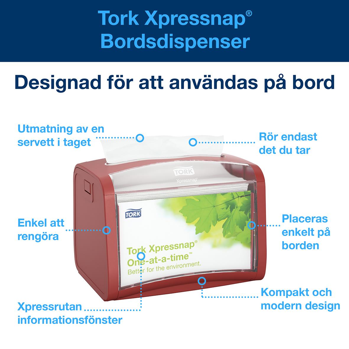 Servettdispenser Tork Xpressnap N4 bordsdisp. röd 50250090_2