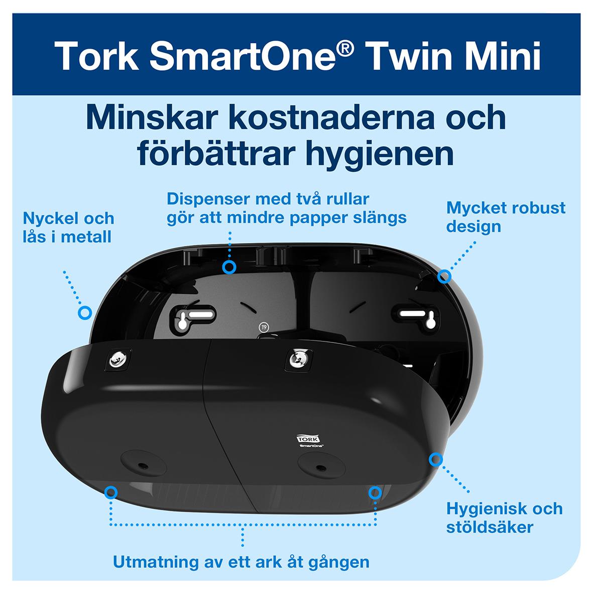 Dispenser Toalettp Tork T9 SmartOne Twin Mini Svart 50250300_2