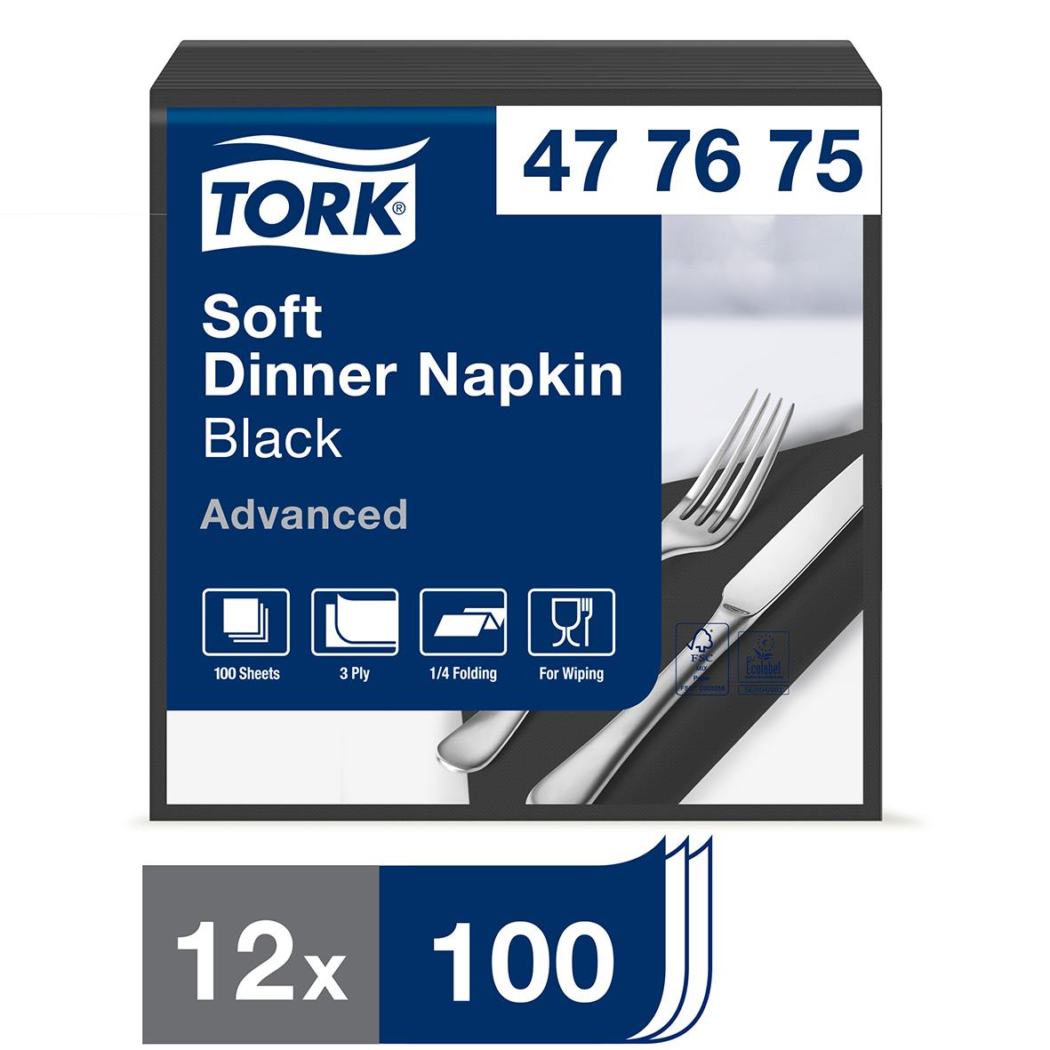 Servett Tork Soft 3-lag Svart 39,5x39cm 50250320_1