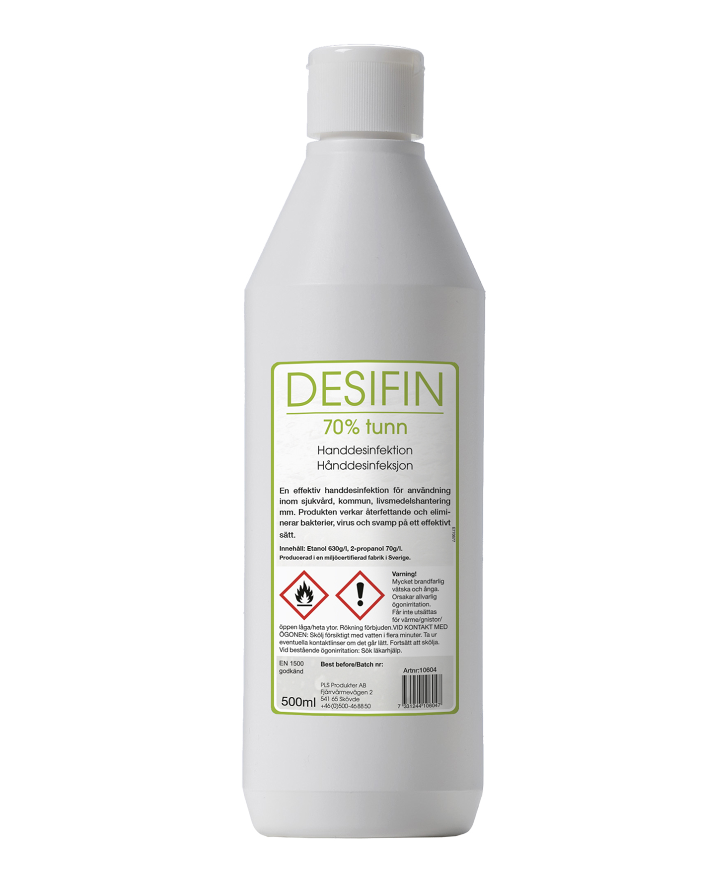 Handdesinfektion Desifin 70 tunn 70%, utan pump 500ml 51010199