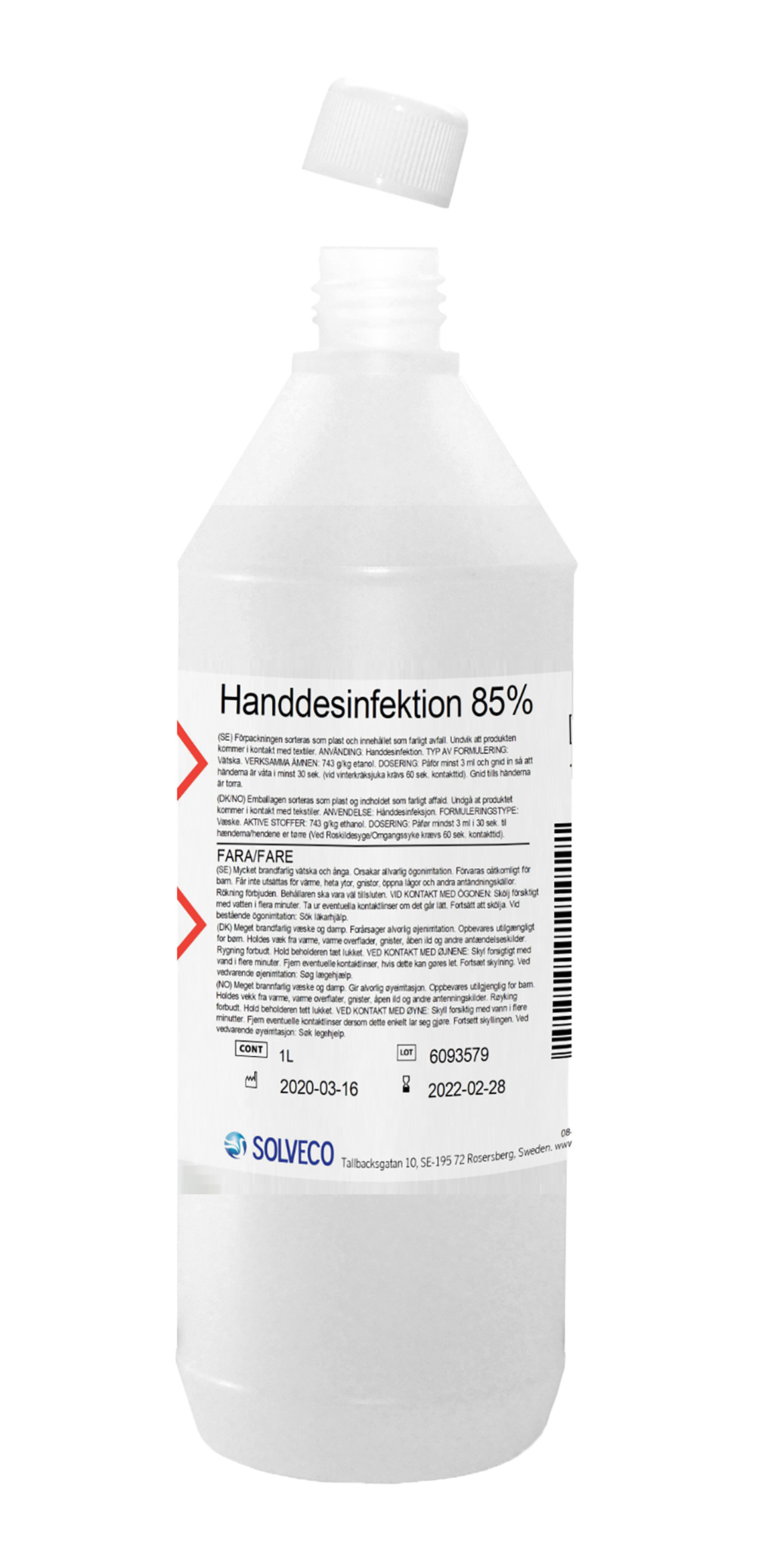 Handdesinfektion Solveco 85% 1L 51010216_1