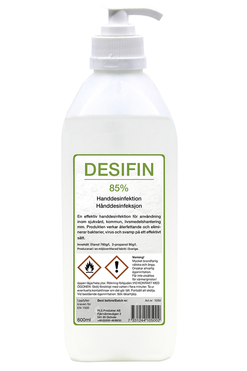 Handdesinfektion PLS Desifin Alcogel 85 Pump 600ml 51040030