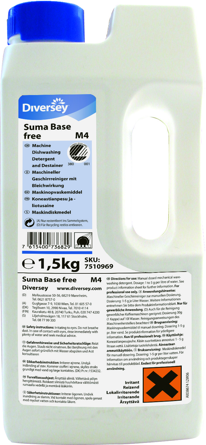 Maskindiskmedel Diversey Suma Base Free M4 1,5kg 52050013
