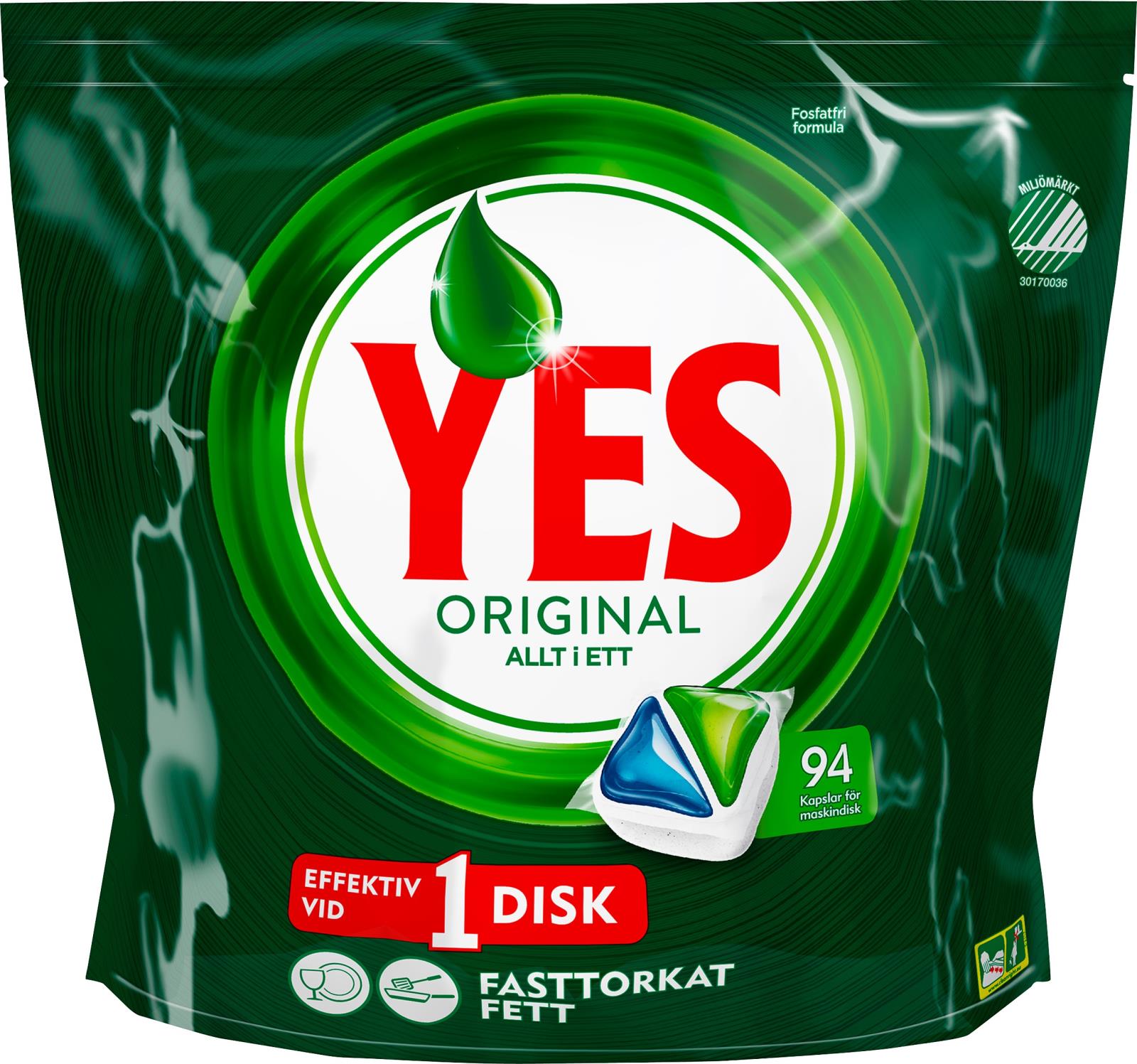Maskindiskmedel Yes Powerdrops Original tablett 52050207