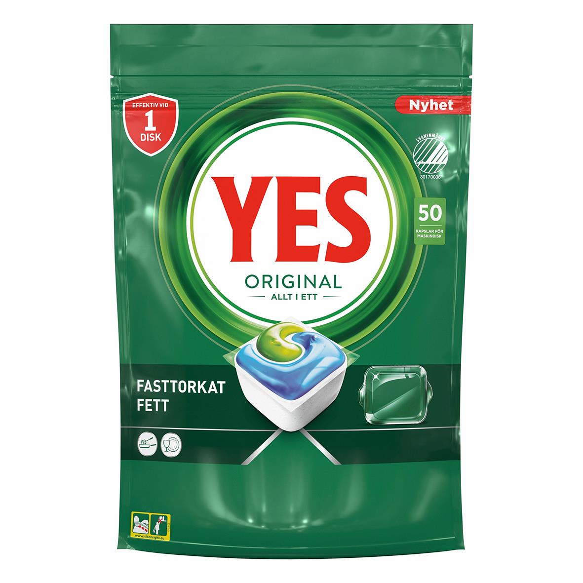 Maskindiskmedel YES Original Allt i Ett Tablett 52050252