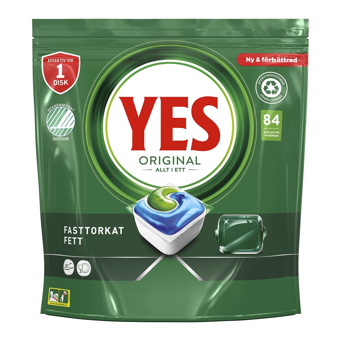 Maskindiskmedel YES Original Allt i Ett Tablett 52050299