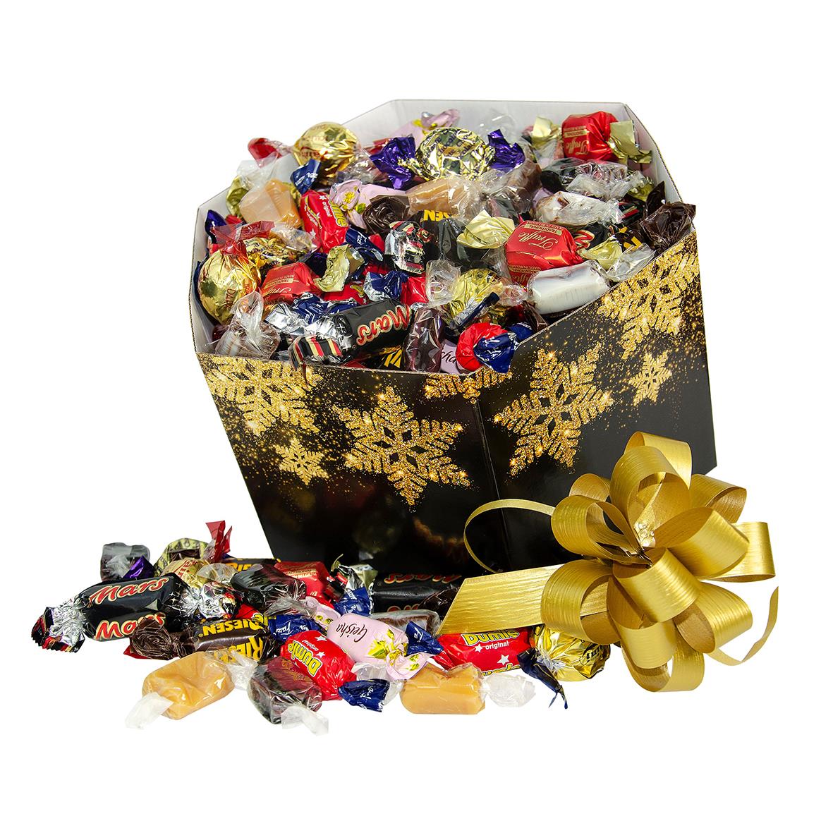 Choklad Hexagon Favoritmix cellofan & rosett 1800g 60010547_2