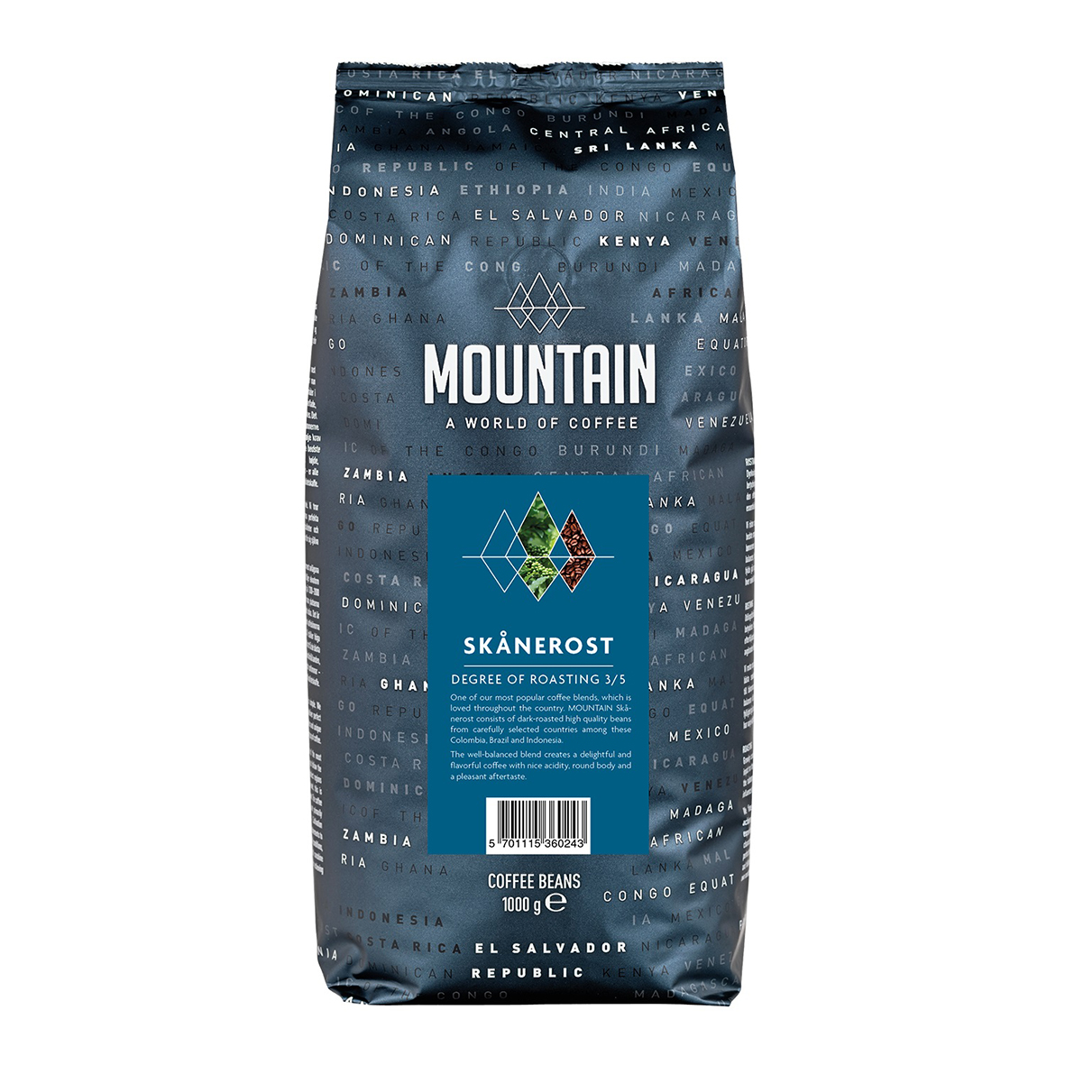 Kaffe BKI Mountain Skånerost Mellanmörk Hela Bönor 1000g 60106104