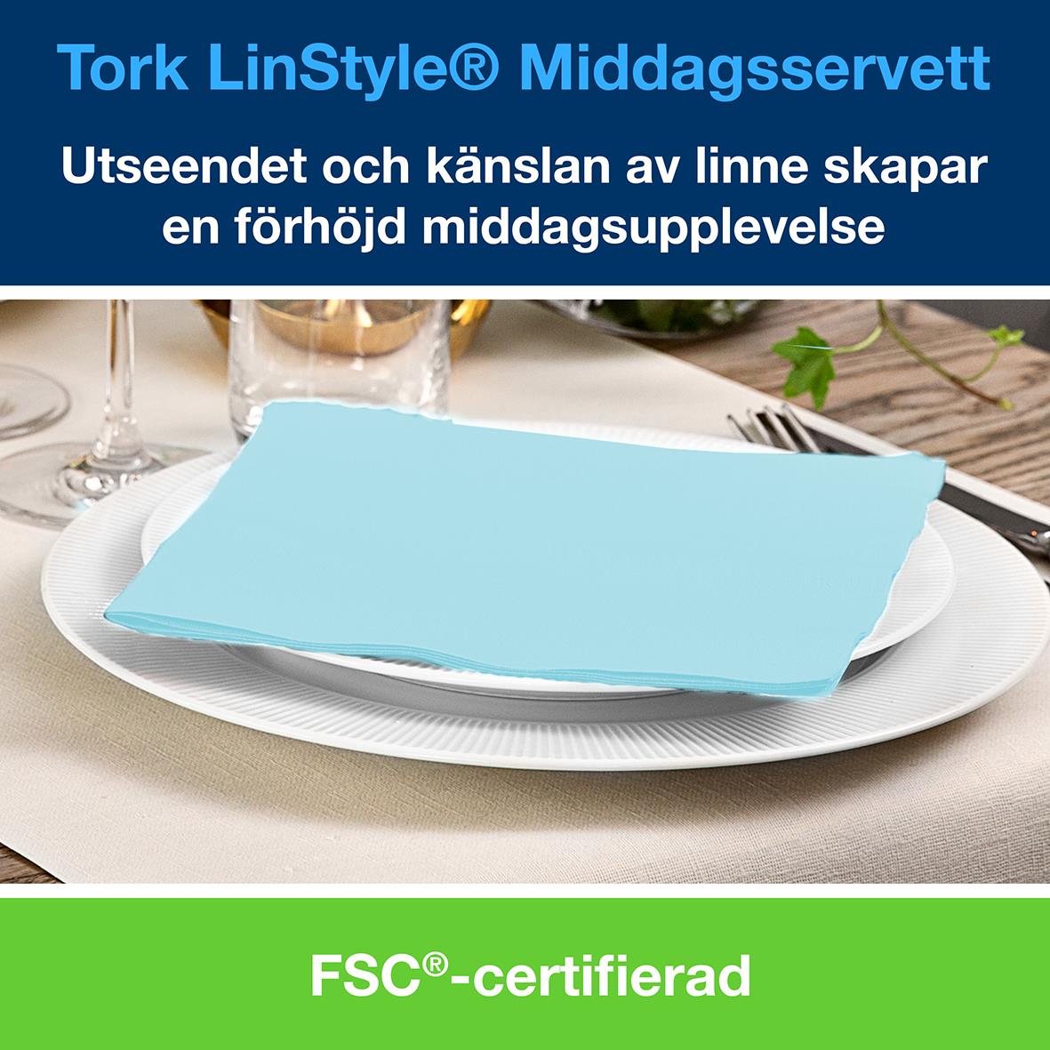 Servett Tork Linstyle aquablå 39x39cm 61050856_3