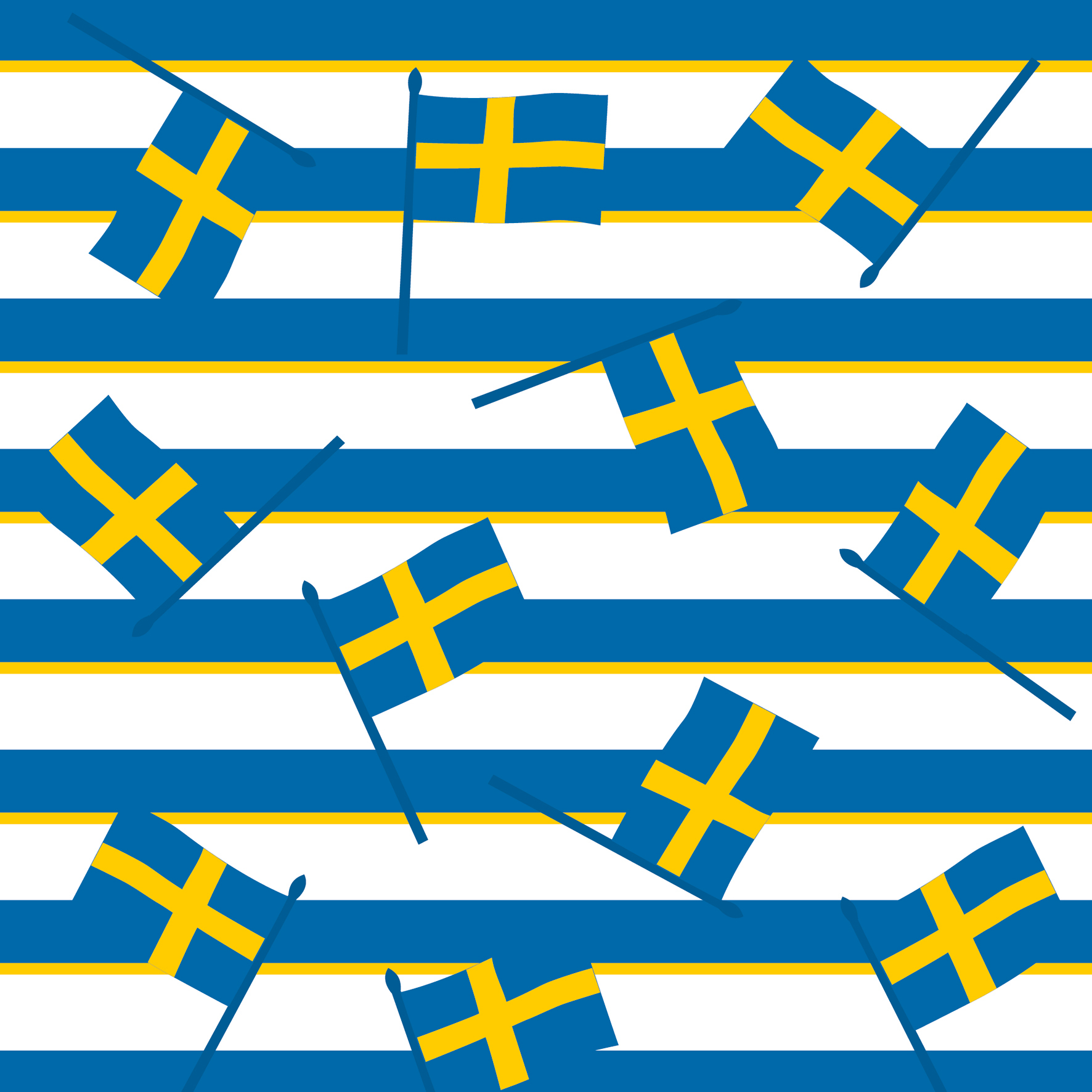 Servett Duni 3-lag Svenska Flaggor 33x33cm 61051238