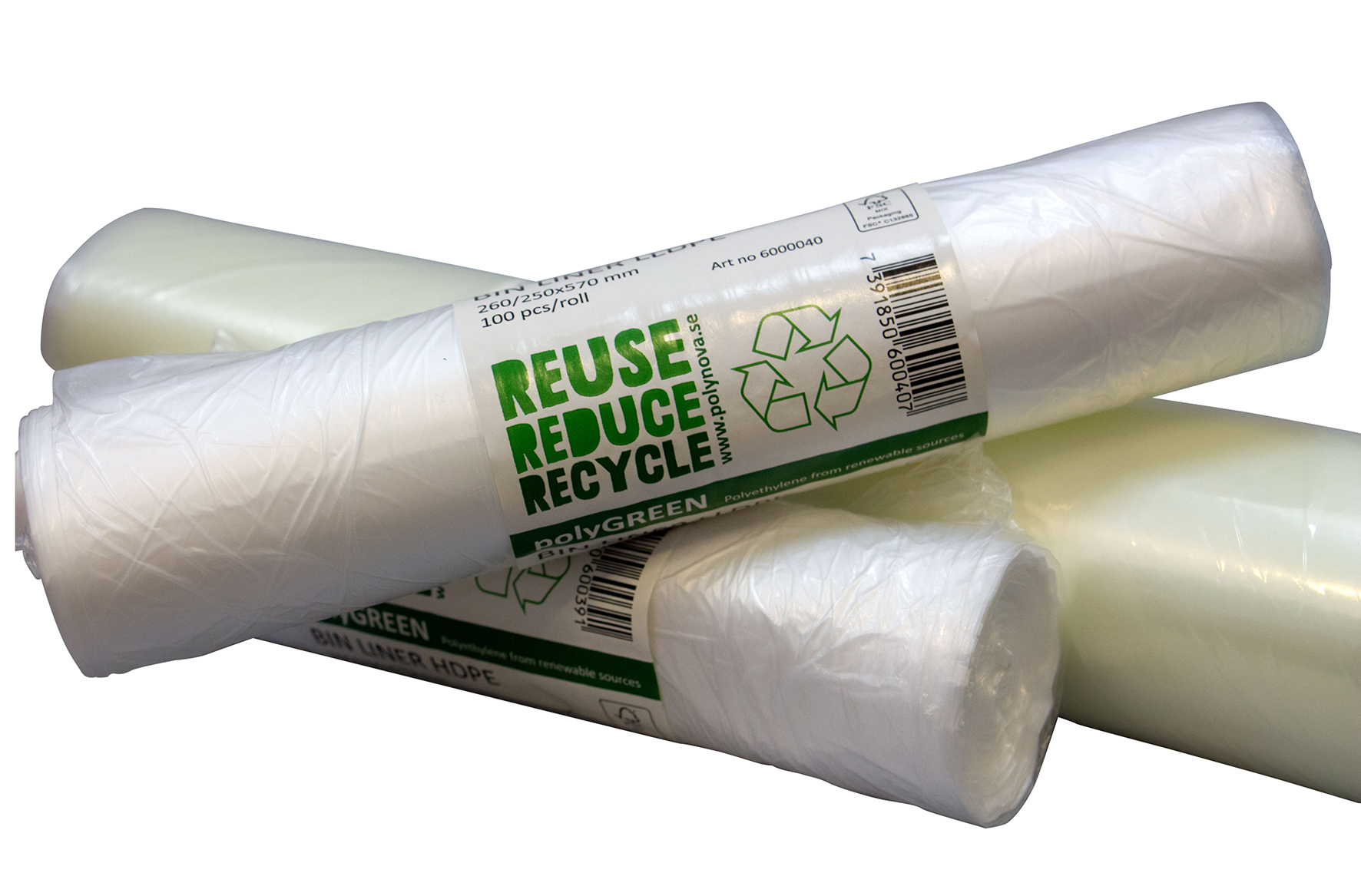 Soppåse PolyGREEN HD 30L 8my Transp 510x570 mm 61200385