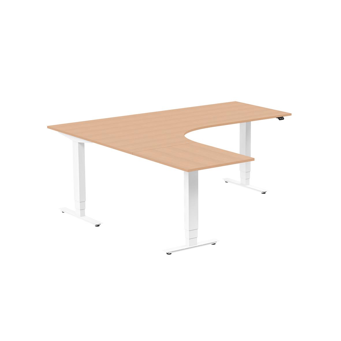 Höj-& sänkbart skrivbord Lanab Vänster Bok/Vit 2000x2000mm 70508820_1