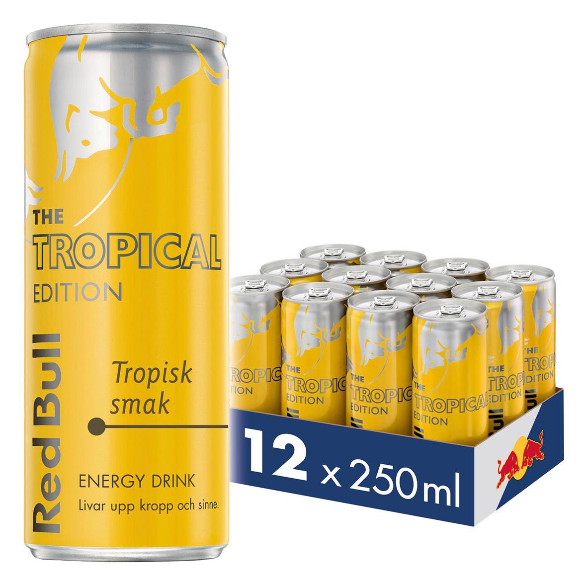 Energidryck Red Bull Tropical burk 25cl inkl pant 74030101