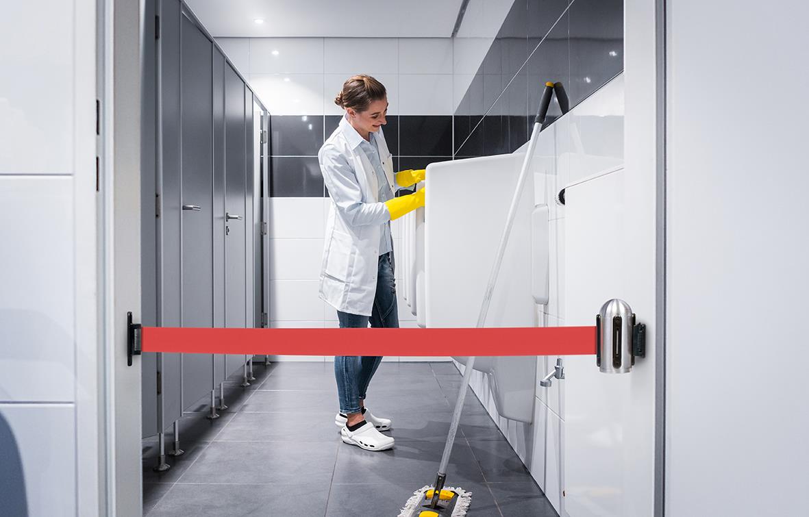 Avspärrningsrep Securit Väggfäste Indragbar Nylonrem Röd 210cm 85011782_2